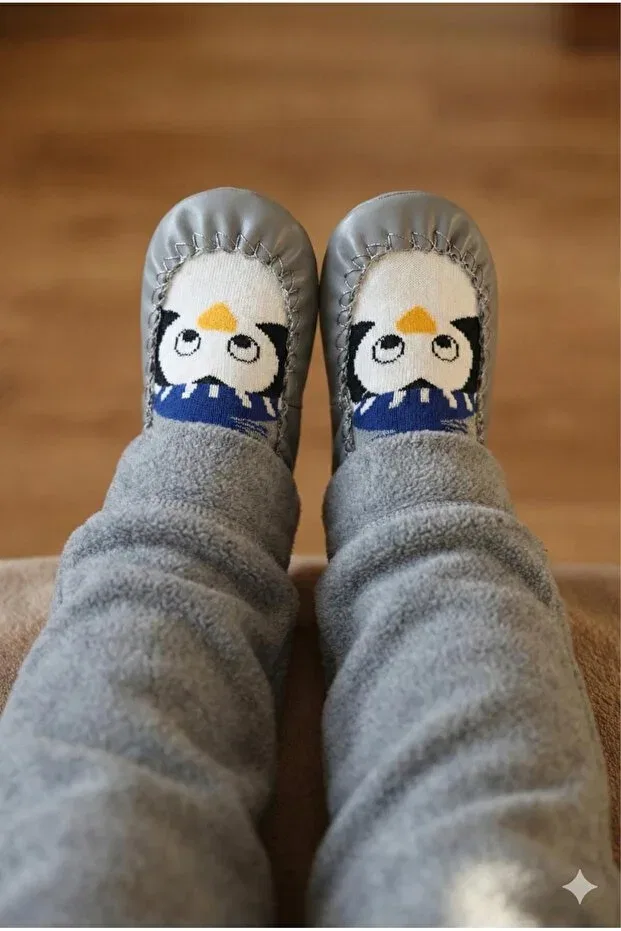 Детские носочки для новорожденных кожаные Çarık socks Numix Baby Kids, Gray