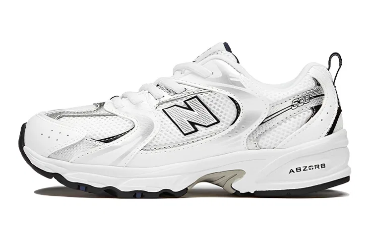 Детские кроссовки с широкой колодкой New Balance 530 White Silver Black, White Silver Black