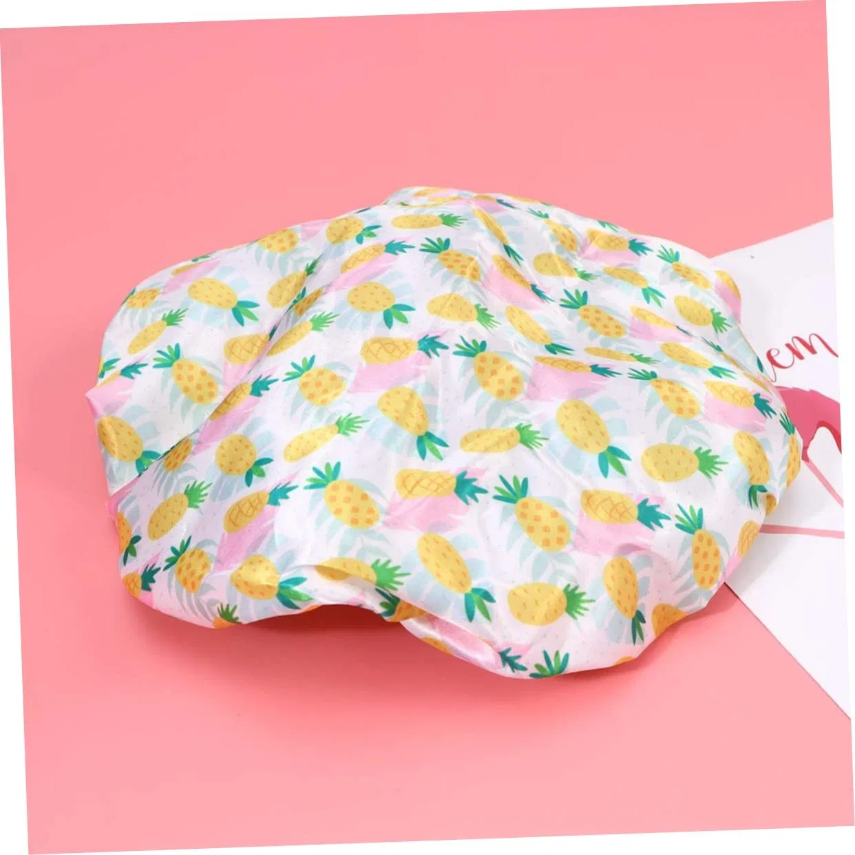 Шапочка для душа с принтом ананаса, двойная, PEVA, 27x27 см, Yellow Lolippyy — фото 4