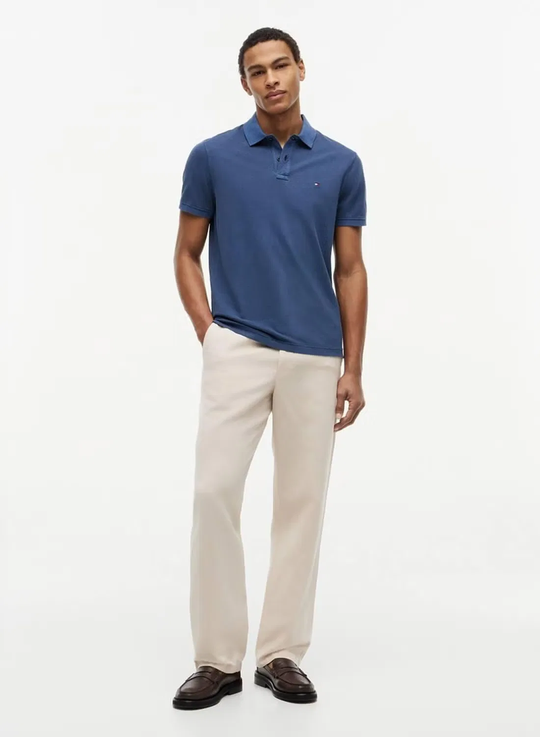 Поло с вышивкой флага хлопковое Regular fit Tommy Hilfiger, темно-синий — фото 4