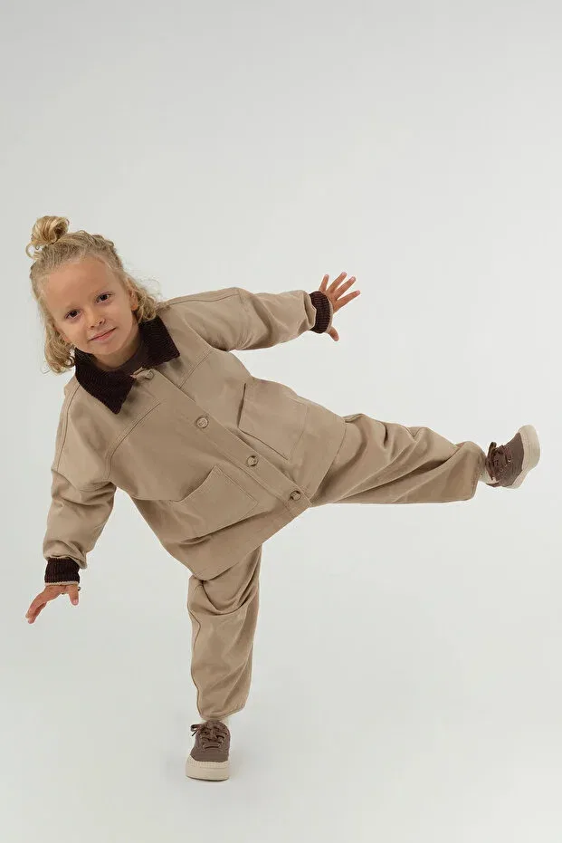 Детский жакет из вельвета с принтом Mioma Kids, Taupe — фото 4