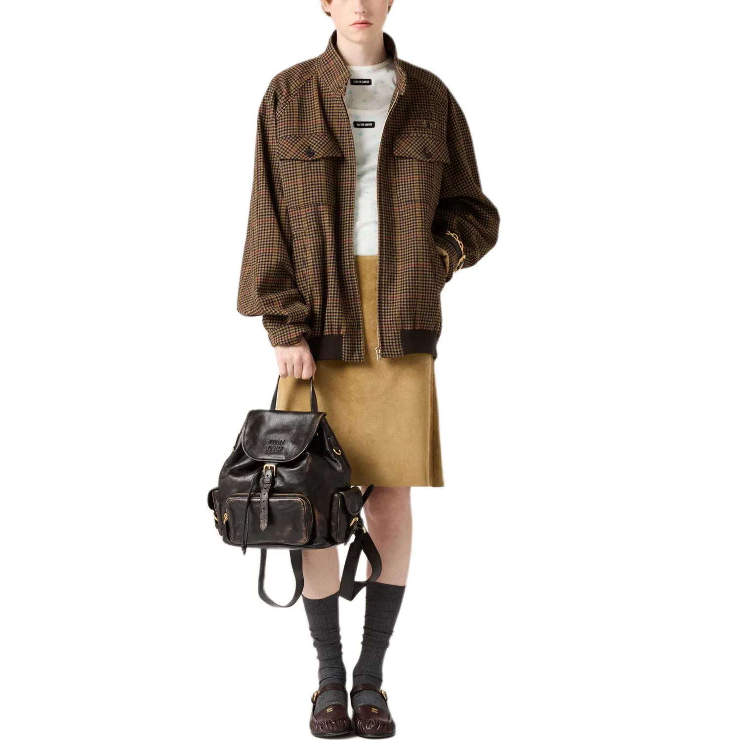 Куртка женская, двубортная, MIU MIU, Camel Brown — фото 3