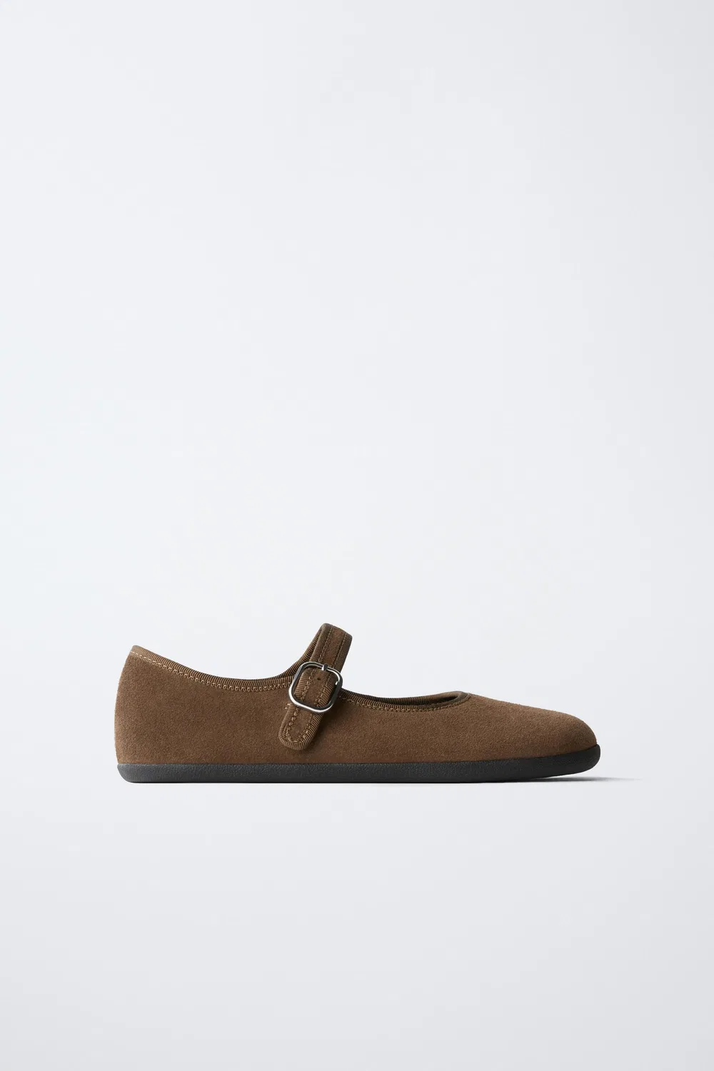 Кожаные балетки с эффектом босой ноги ZARA, Brown