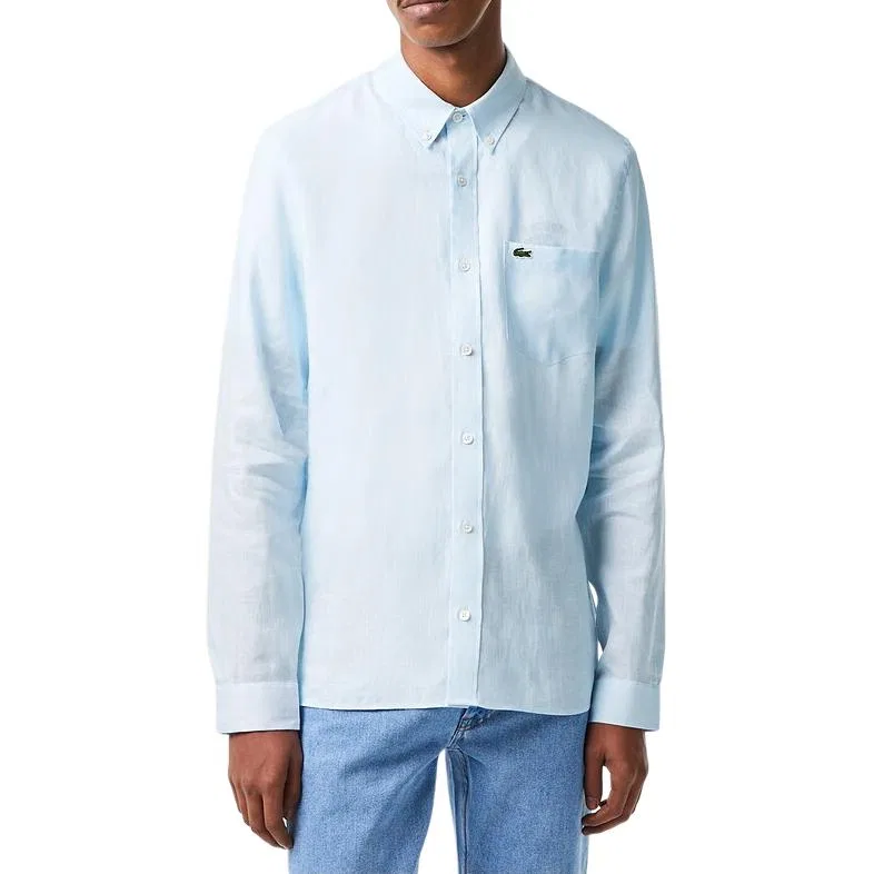 Мужская рубашка Lacoste, классический воротник, светло-голубой — фото 3