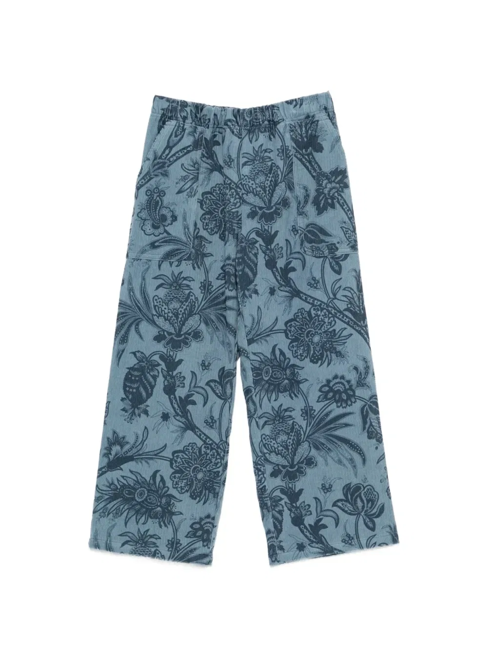 Вельветовые брюки с цветочным принтом ETRO KIDS, синий