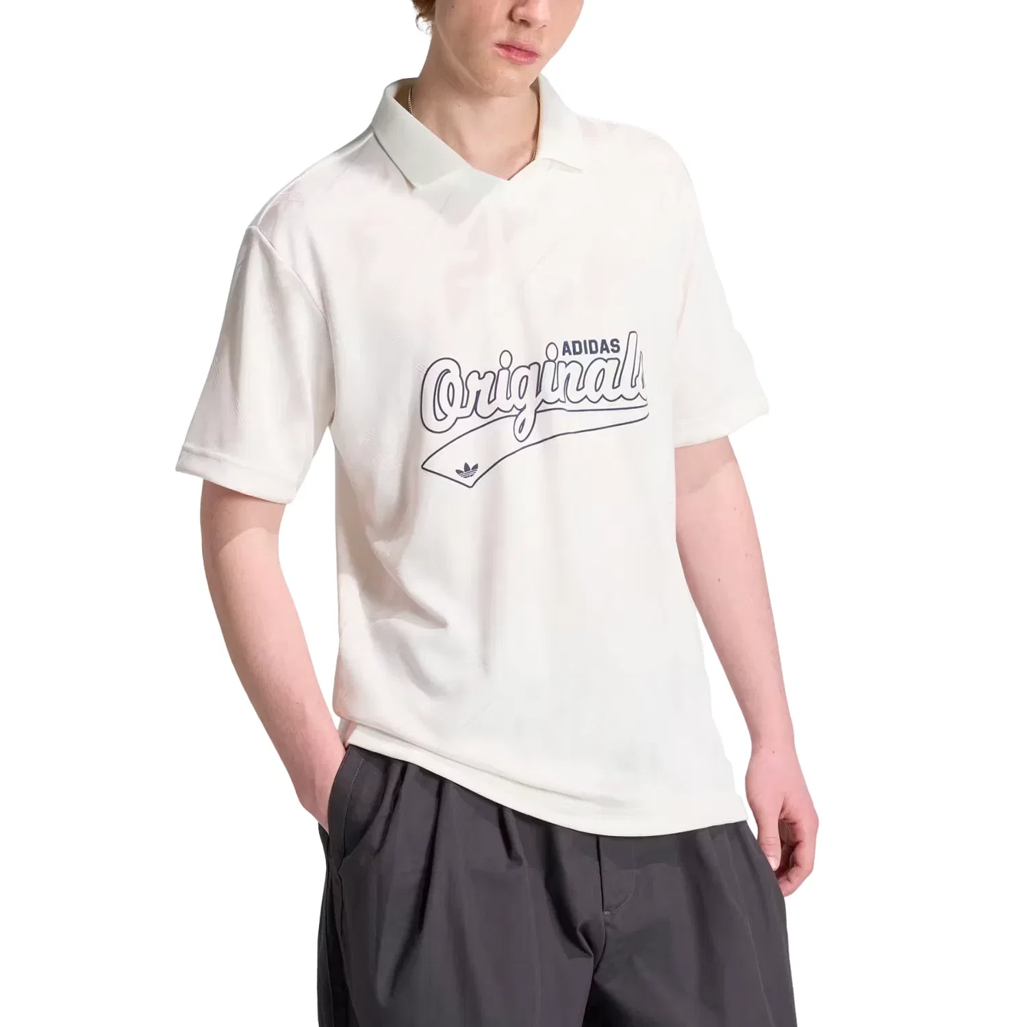 Мужская футболка с принтом Adidas Jacquard Jersey Asia Sizing Cloud White, белый — фото 2