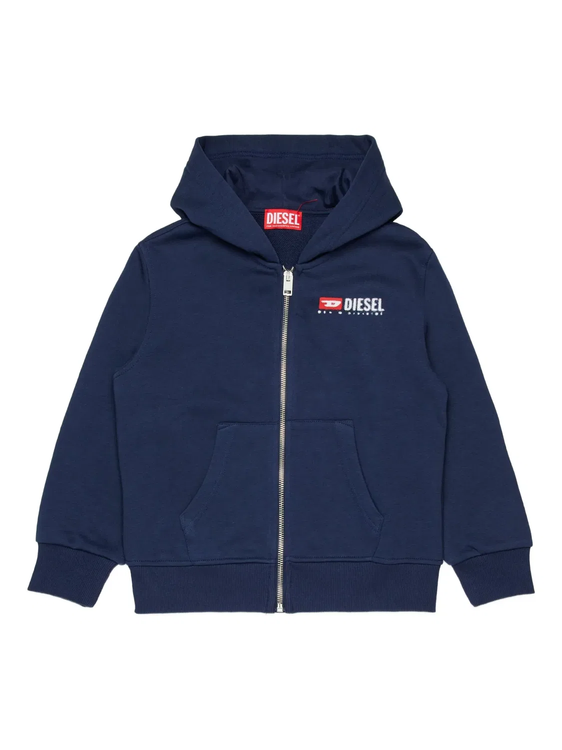 Худи с логотипом на молнии Diesel, синий