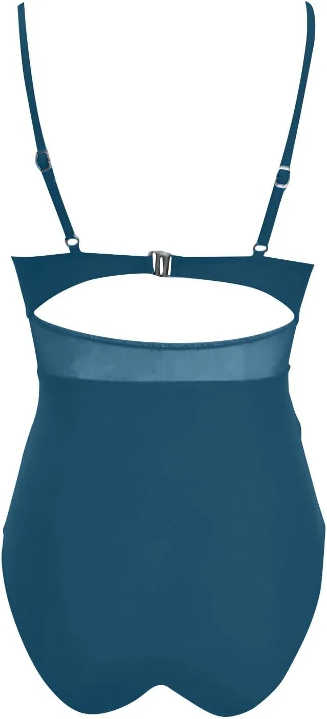 Женский цельнокроеный купальник с высокой талией Tummy Control, Sky Blue — фото 4