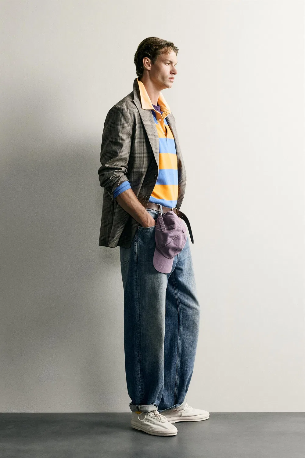 Блейзер свободного кроя, 100% шерсть, в клетку. ZARA, Brown — фото 4