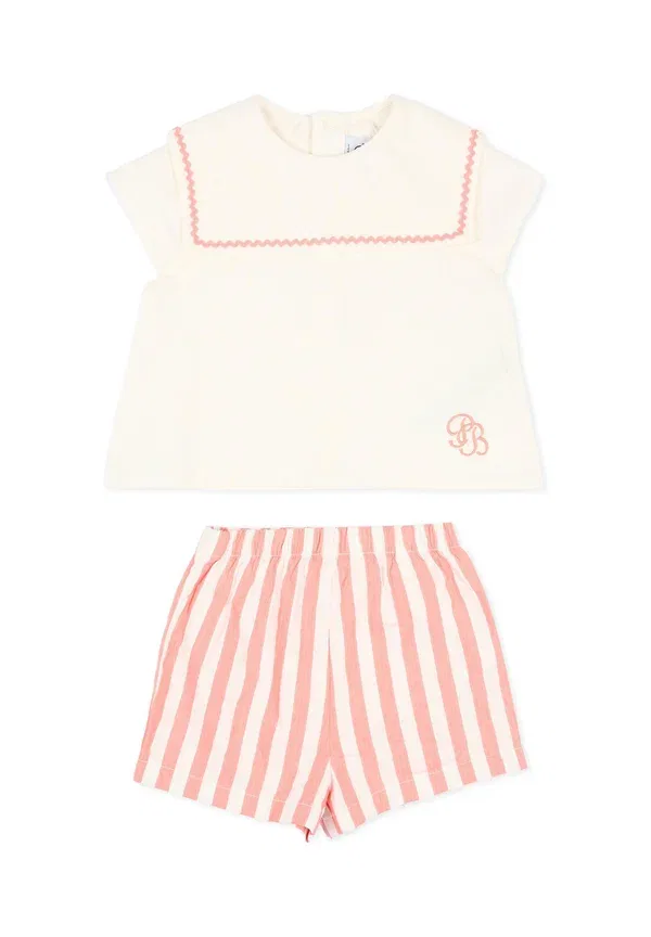 Комплект шорты с полосками Set Petit Bateau, белый/розовый