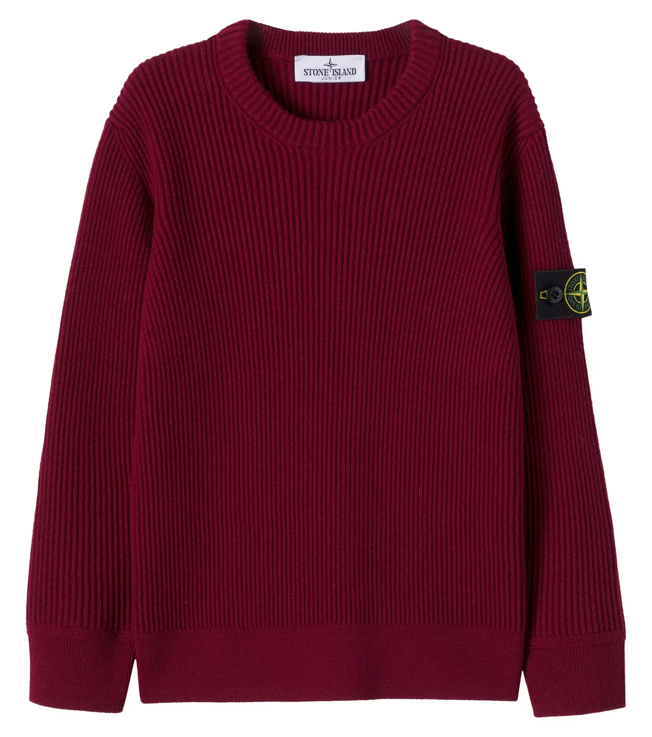 Джемпер из чистой шерсти с круглым вырезом Stone Island Junior, бордовый