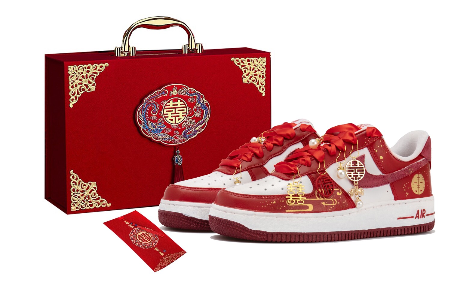 

Кроссовки для скейтбординга Air Force 1 женские с низким верхом, белый/красный Nike