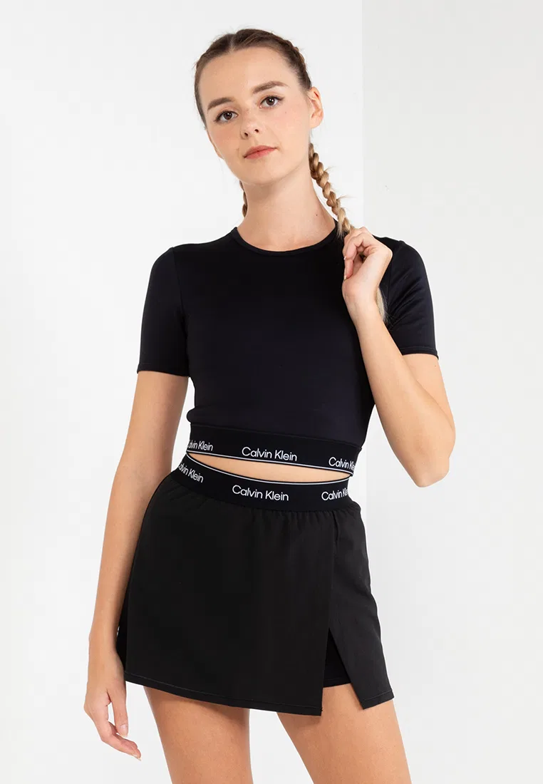 Укороченная футболка для фитнеса, Calvin Klein Sport, черный