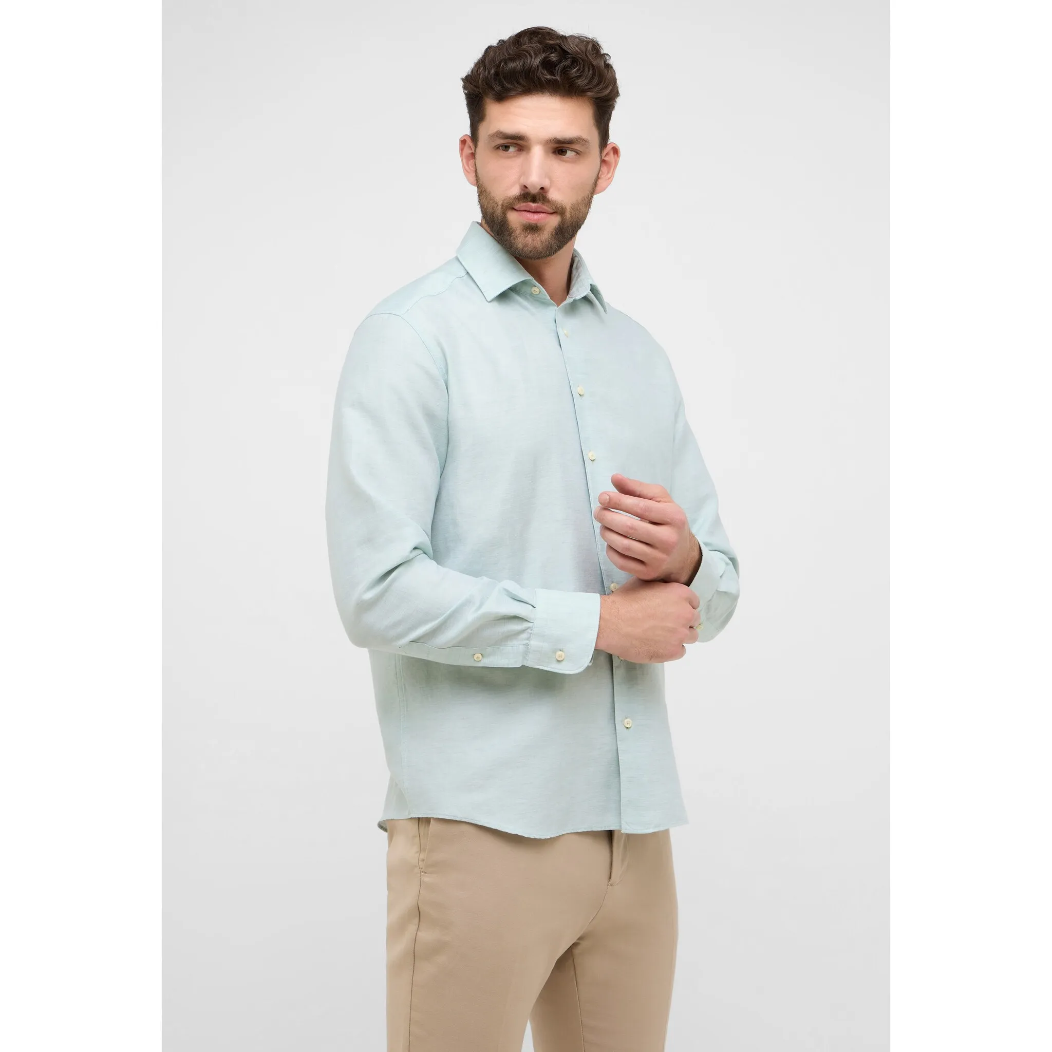 

Рубашка Eterna с длинными рукавами "COMFORT FIT", бирюзовый
