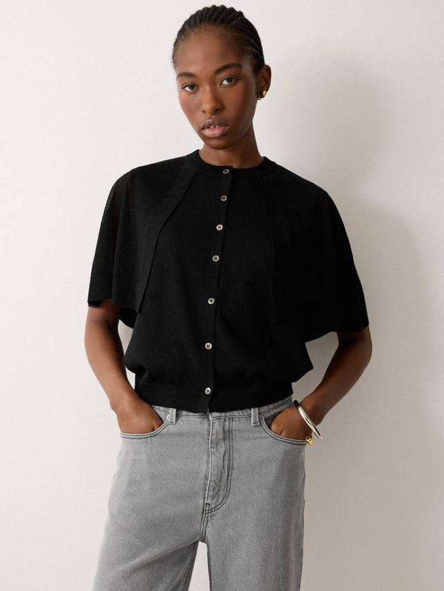 

Полупрозрачный кардиган-накидка Jigsaw, Black