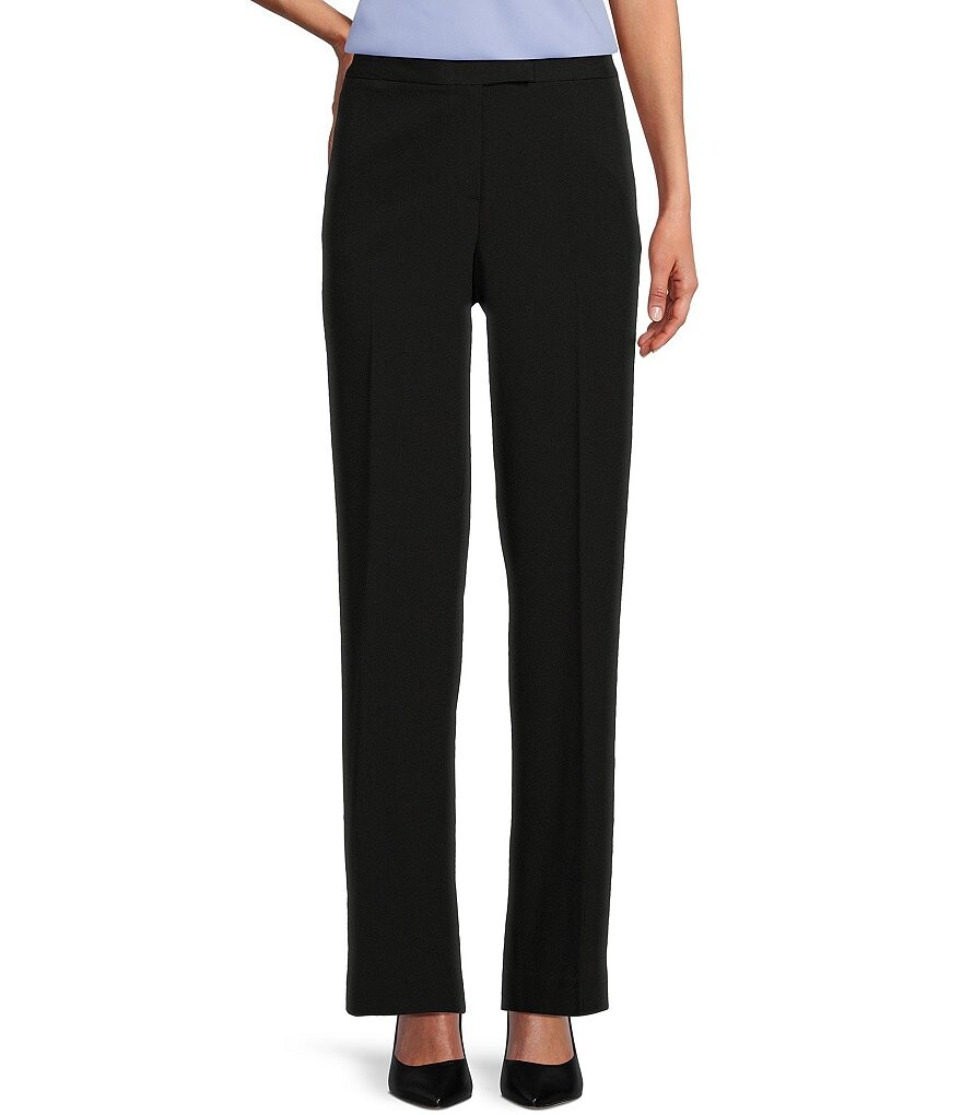 

Прямые брюки из эластичного крепа Kasper Petite Size, черный