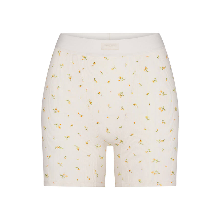 

Боксеры SKIMS Cotton Rib, цвет Marigold Rosebud Print