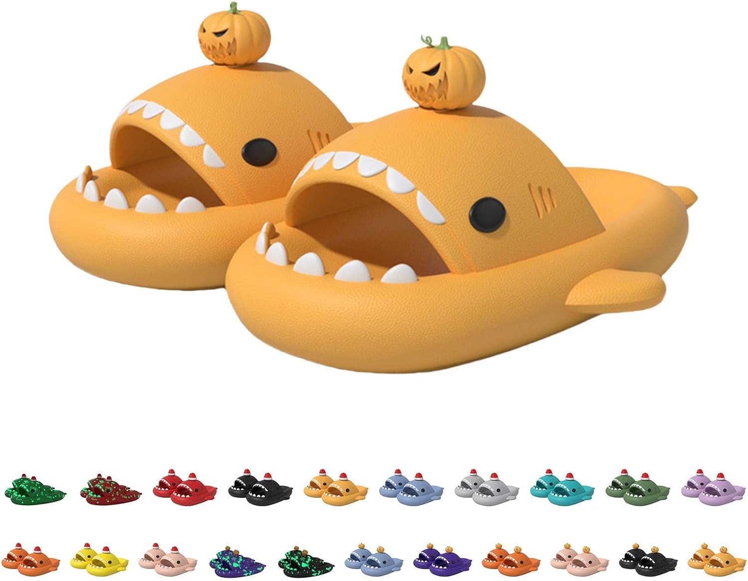 

Сланцы с акулой на Хэллоуин, рождественские сланцы с акулой, облачные сланцы с акулой 3D мультяшные тапочки для женщин и мужчин Generic, Pumpkin Color B