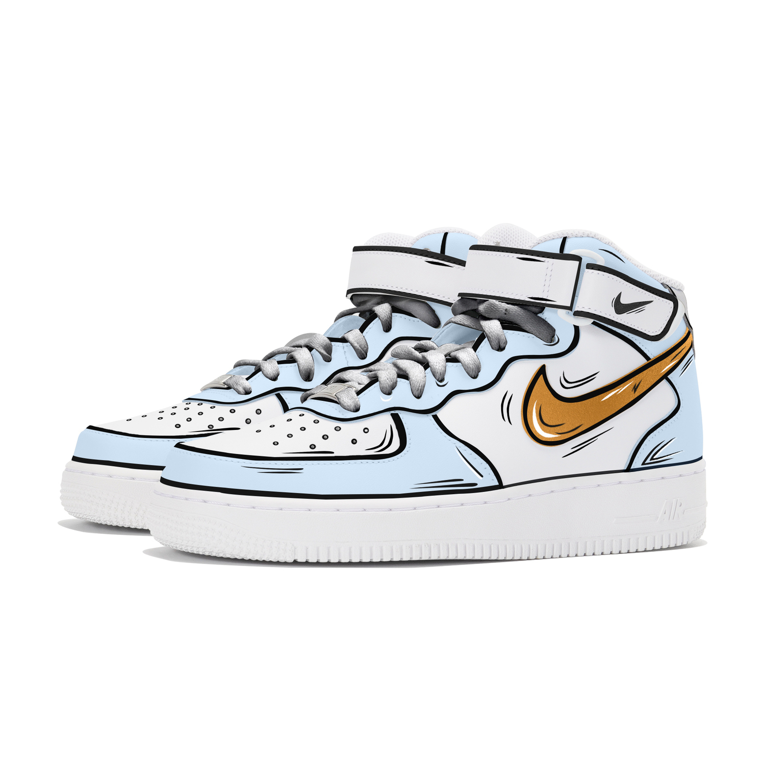 Nike Air Force 1 Противоскользящие и износостойкие мид-топ скейтбордские кроссовки мужские бело-синие — фото 3