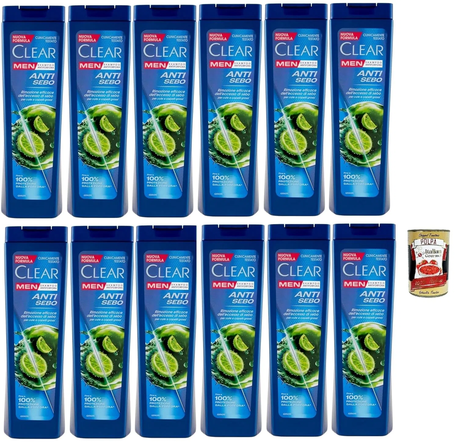 Мужской шампунь Clear Anti Sebo для жирных волос и кожи головы, 12 x 225 мл Italian Gourmet E.R.