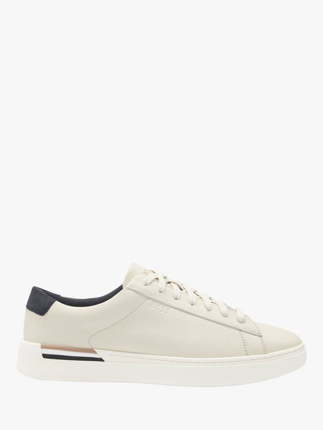 

Кожаные кроссовки в фирменную полоску HUGO BOSS, цвет Open White