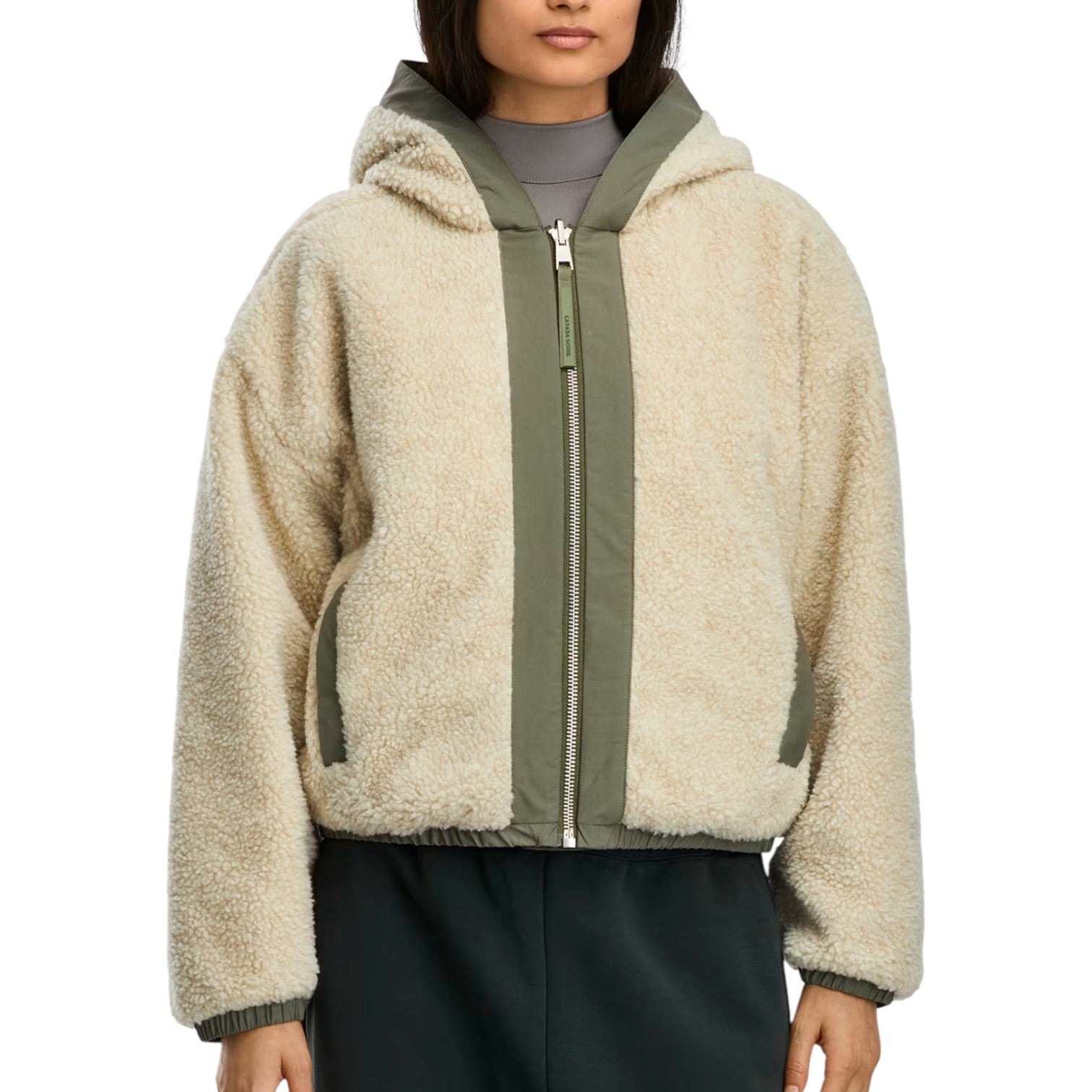 Куртка (WMNS) Canada Goose Alberni Reversible Fleece Bomber 'Light Tan Smokey Sage' — фото 3