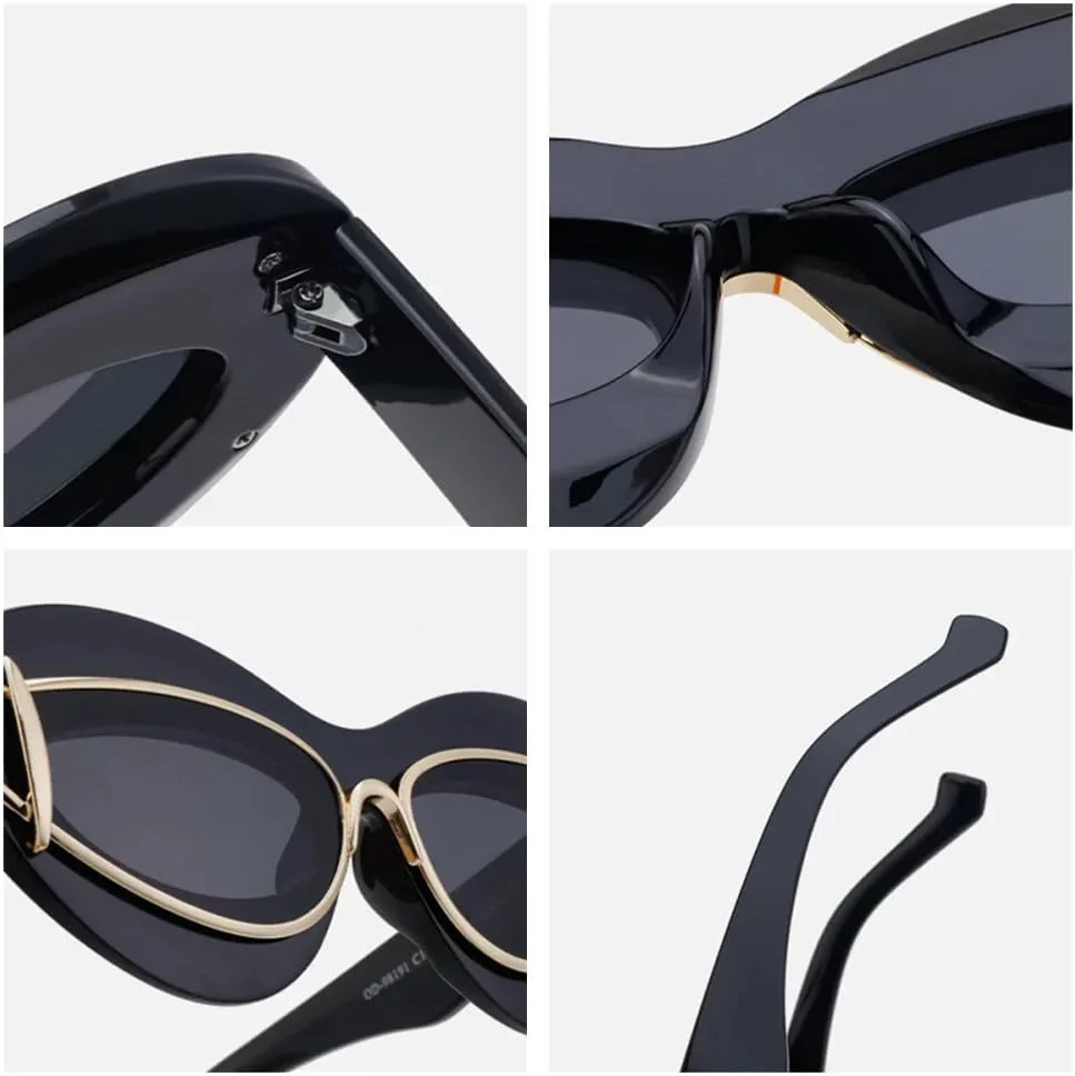 

2027 Сексуальные женские солнцезащитные очки для женщин и мужчин. Винтажные солнцезащитные очки. Популярные модные очки в крупной оправе MTZJH, Black Gold Black