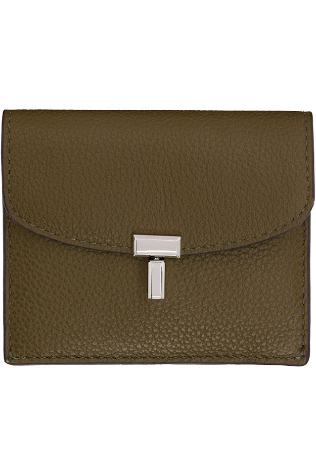 

Toteme Кардхолдер из зернистой кожи с замком цвета таупе