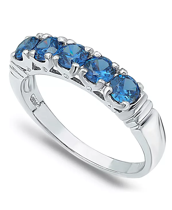 

Кольцо с 5 круглыми камнями из кубического циркония, посеребренное или из 18-каратного золота Macy'S, tanzanite