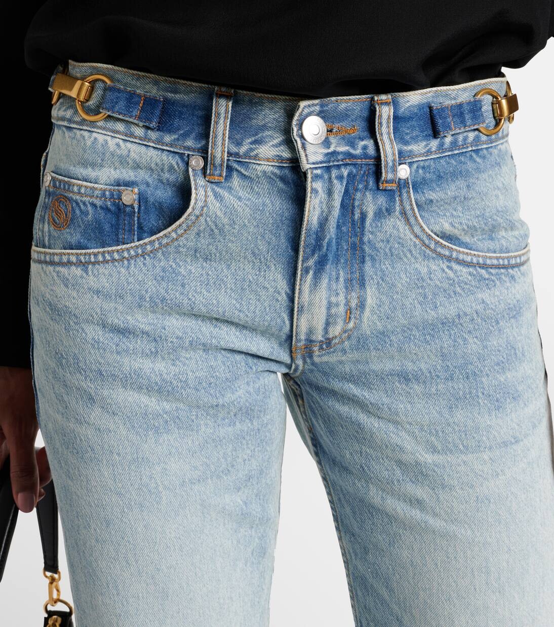 Узкие джинсы с высокой посадкой Stella Mccartney, цвет vintage blue denim — фото 4