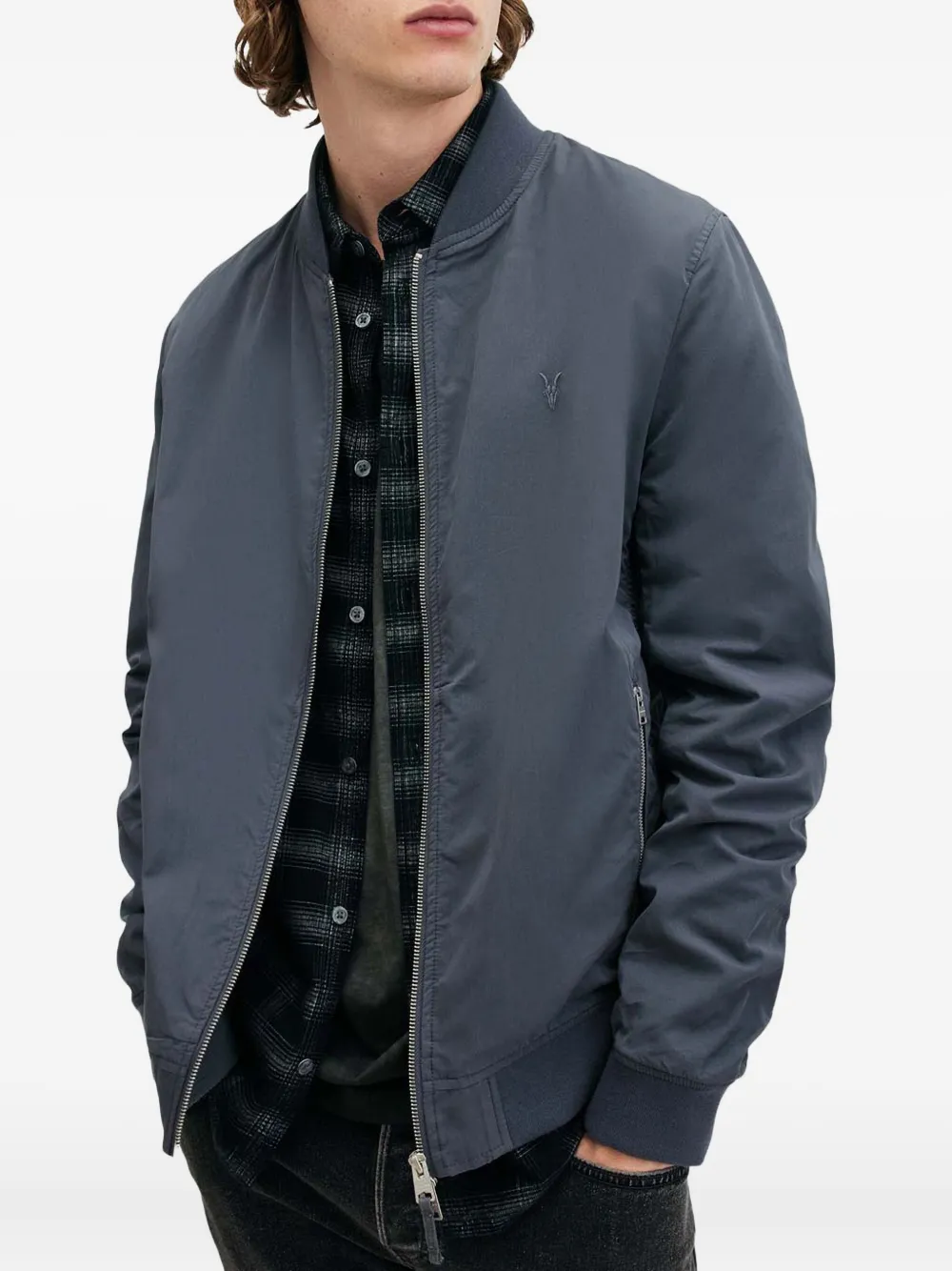 

Бомбер с вышитым логотипом AllSaints, синий