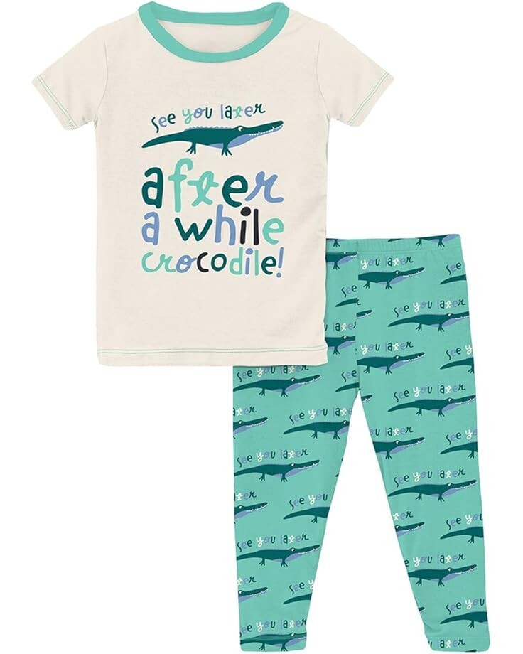 

Пижама Kickee Pants Kids Short Sleeve Graphic Tee Pajama Set, цвет Glass Later Alligator