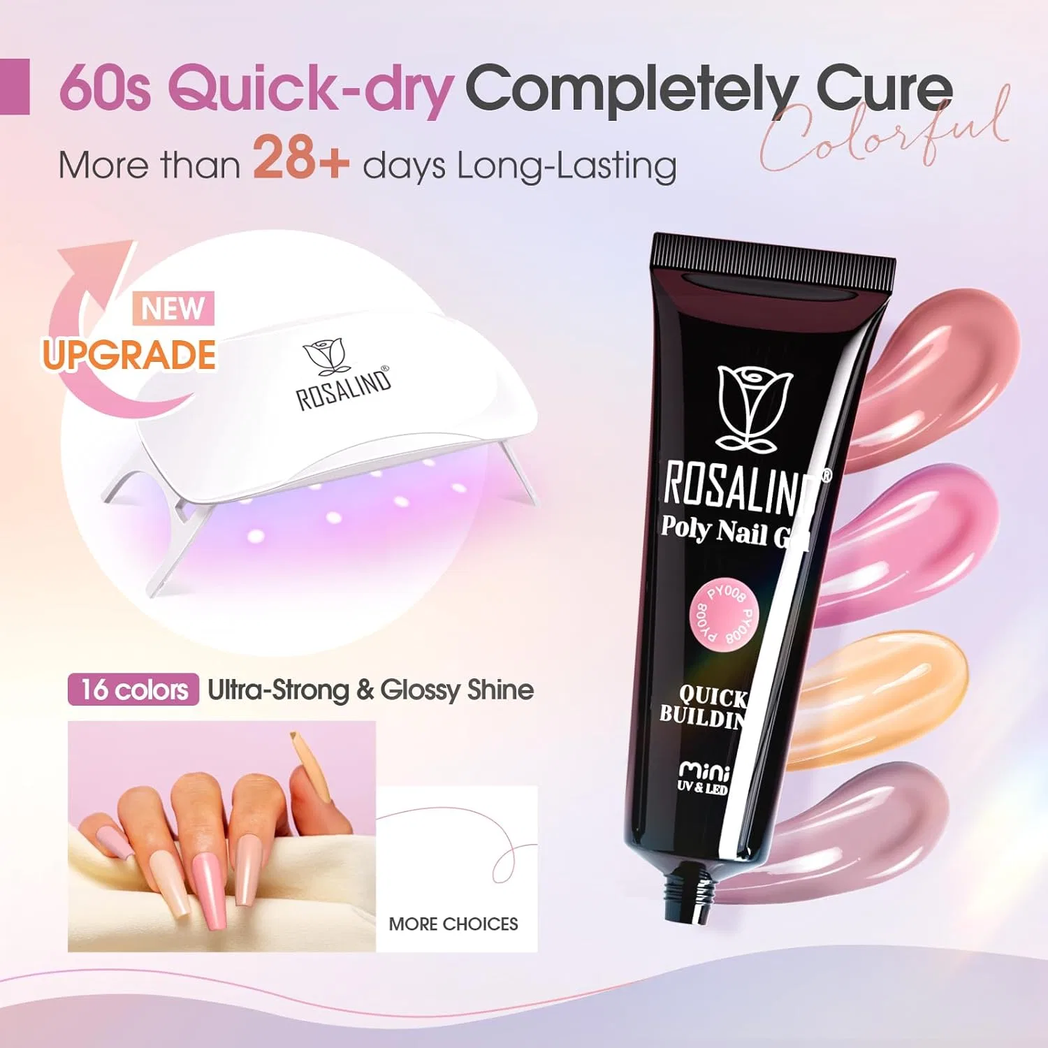 Стартовый набор для наращивания ногтей «Poly Nail Gel» от ROSALIND Rosalind — фото 4