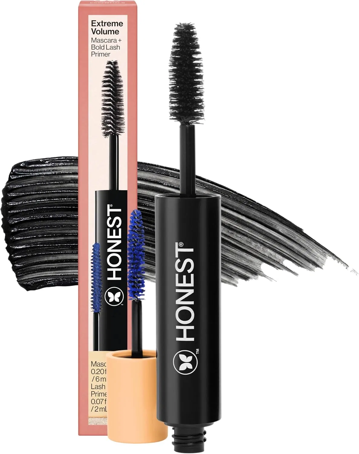Тушь для ресниц 2-в-1 с праймером и касторовым маслом Honest Beauty, черная, 0.28 унции