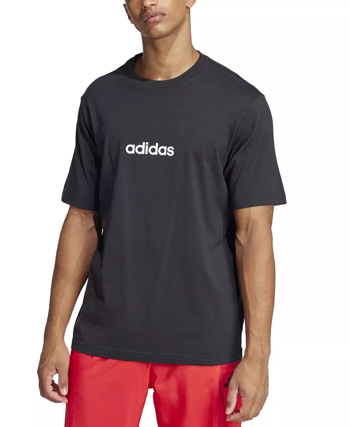 

Мужская футболка Essentials Regular-Fit с линейным графическим логотипом adidas, черный