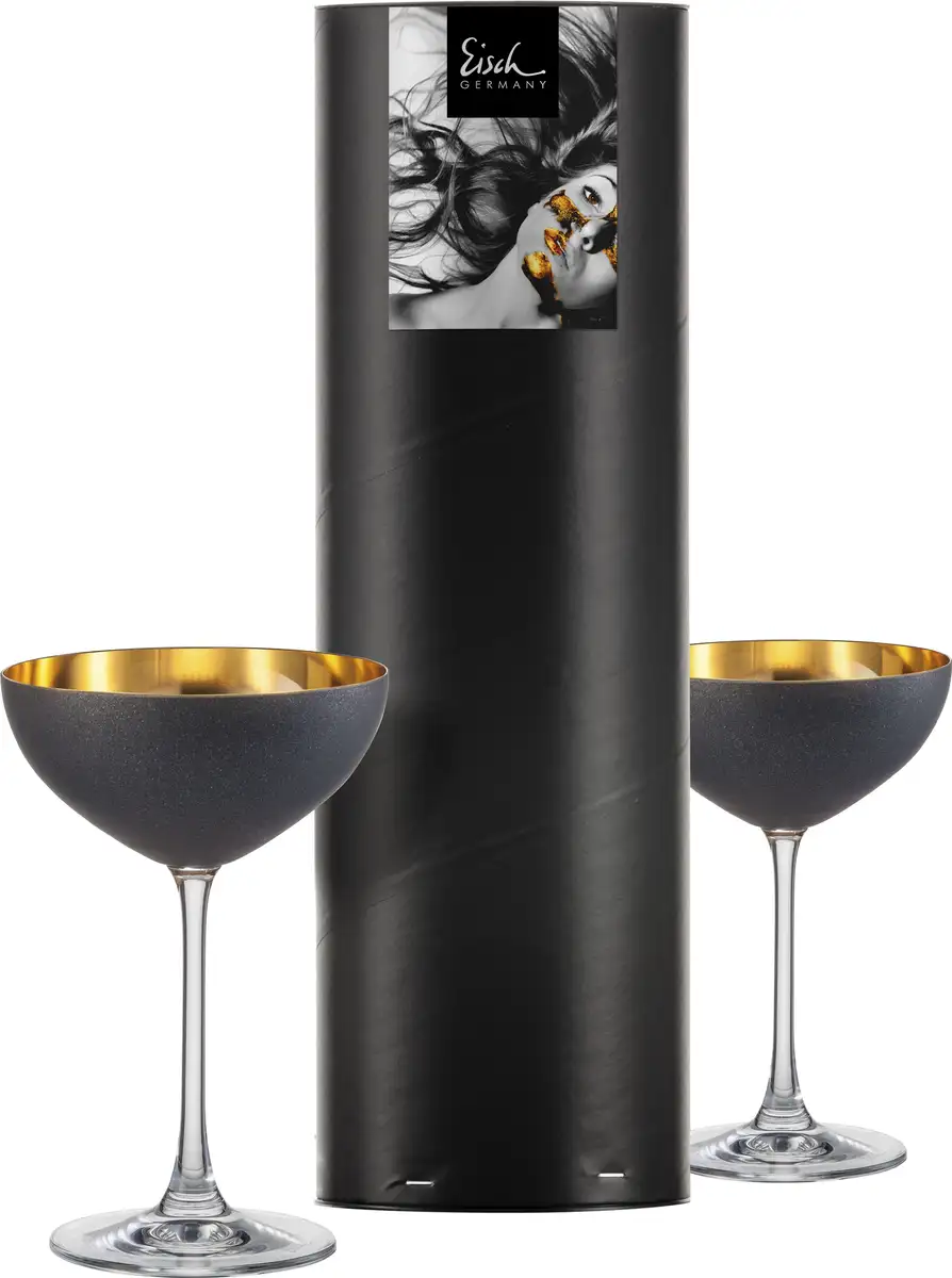 

Десертная тарелка Eisch "COSMO GOLD, 250 мл", 2 предм., из хрустального стекла, украшенного 24-каратным золотом, с герметизацией под черный камень Ø 11 см, золотисто-черный