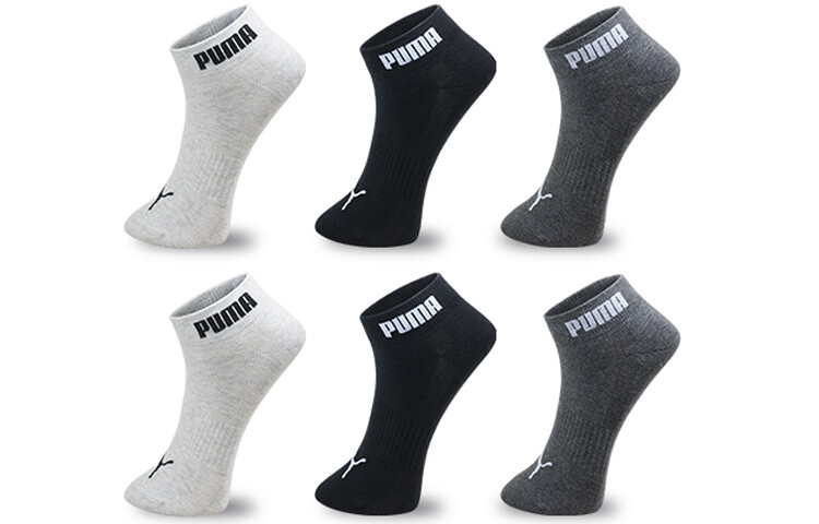 

Носки унисекс Puma, 1 комплект из 3 двойных упаковок (черный/светло-серый/темно-серый)