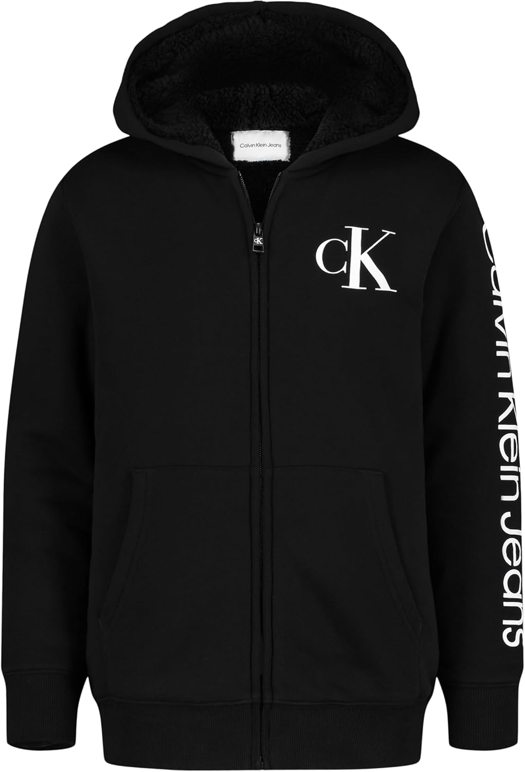

Толстовка Calvin Klein Boys с длинным рукавом и молнией из флиса, Sherpa-Lined Black