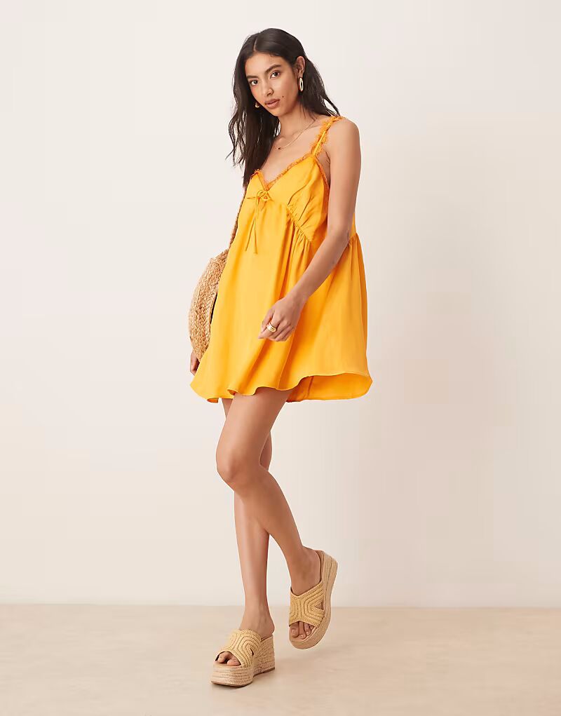 

Платье-мини с кружевными вставками ASOS DESIGN цвета мандарин