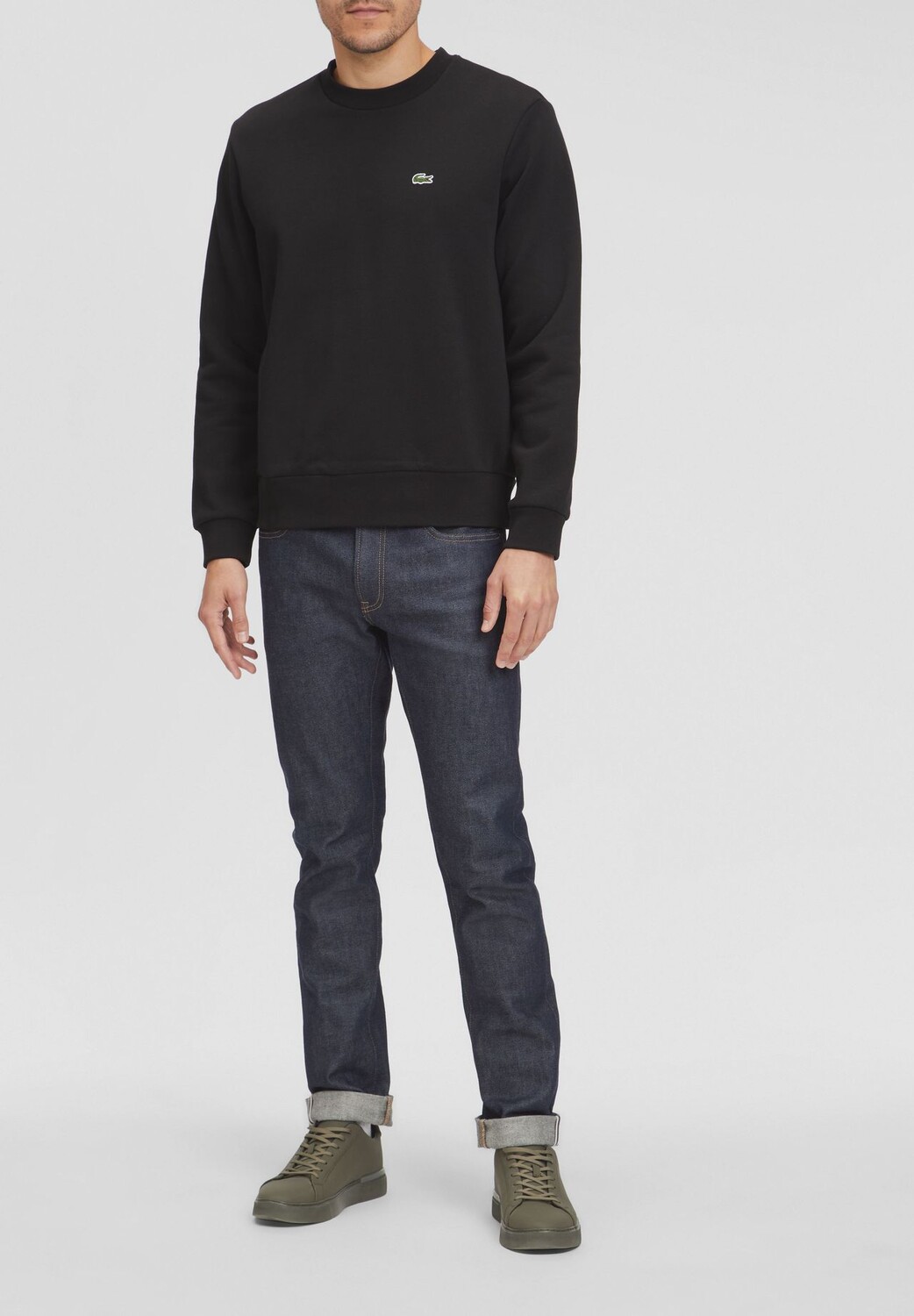 Толстовка классического кроя, однотонная, мужская LACOSTE, черный — фото 3