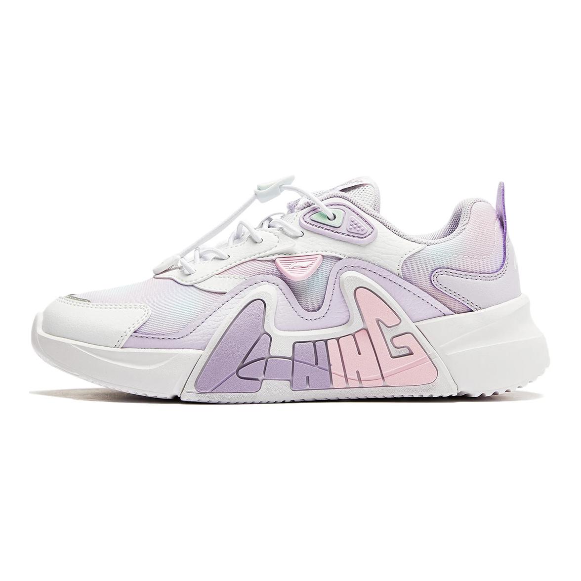 Li-Ning Young Подкладка для подростков LN 90 Fly V3 Противоскользящая, износостойкая детская обувь в стиле Lifestyle Белый, фиолетовый — фото 3