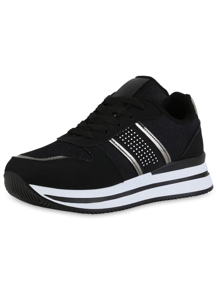 Низкие кроссовки VAN HILL Plateau Seraphina, цвет schwarz silber metallic