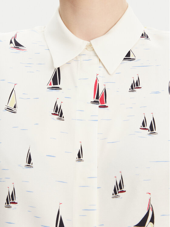 Свободная рубашка WW0WW44036 Tommy Hilfiger, экрю — фото 4