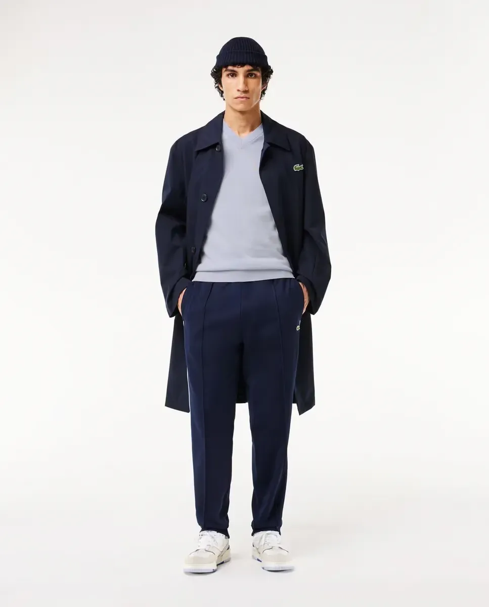 Мужской хлопковый джемпер однотонный с V-образным вырезом Lacoste, светло-голубой — фото 4