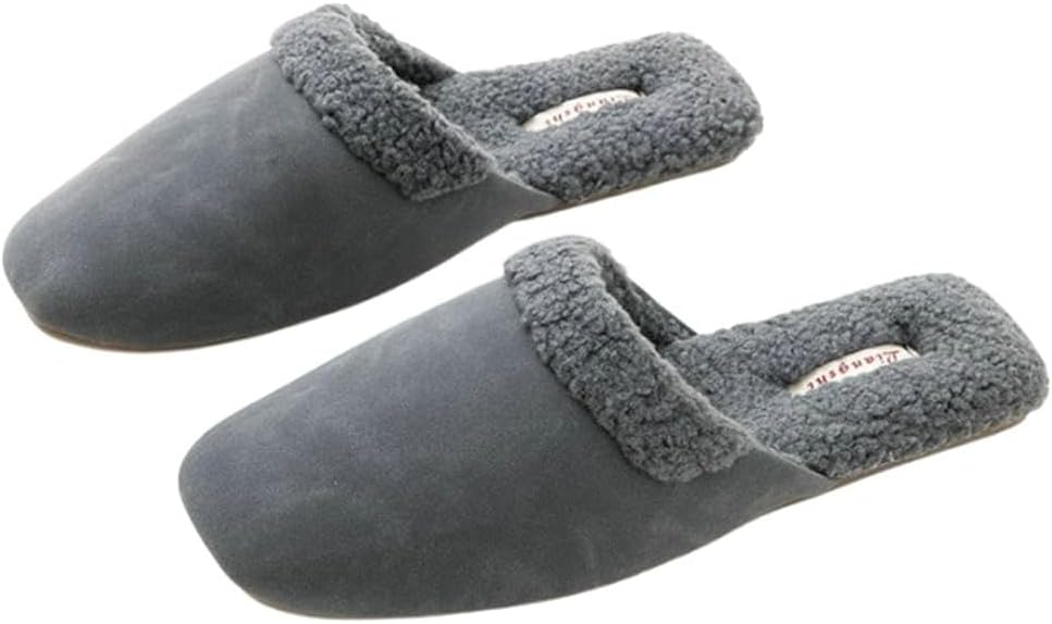 

Домашние тапочки с бантом и мехом для женщин и мужчин, закрытые носки, TPR, элегантные, для дома и улицы Yafirgeer, темно-серый