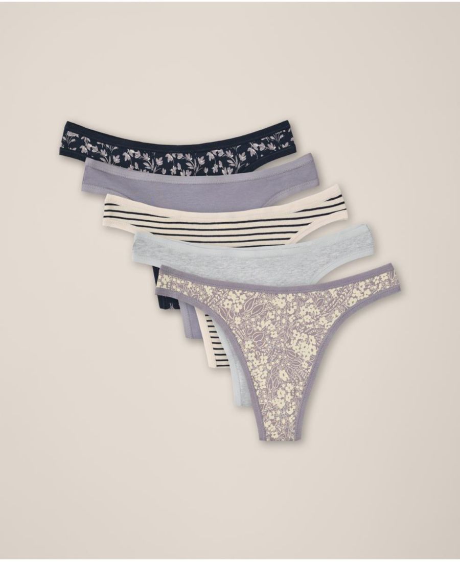 

Повседневные стринги средней посадки, 5 штук в упаковке Pact, Lavender petals