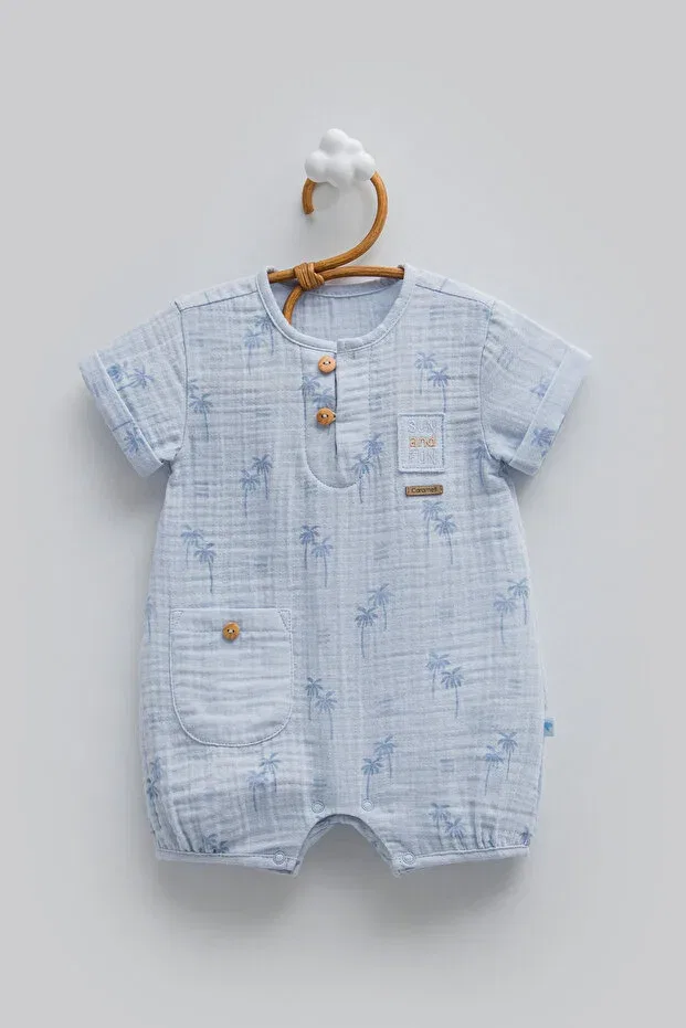 Детский комбинезон для девочек хлопковый Palm Tree Patterned Caramell, Blue