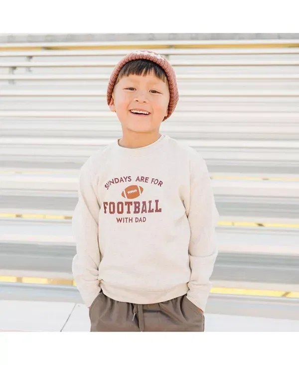 Детская толстовка для мальчиков с принтом Sundays Are For Football Sweet Wink, Natural Heather — фото 4