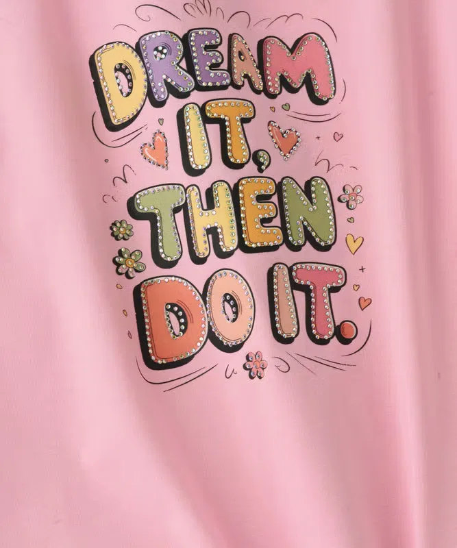 Футболка с принтом dream it then do it Jelliene, розовый — фото 3