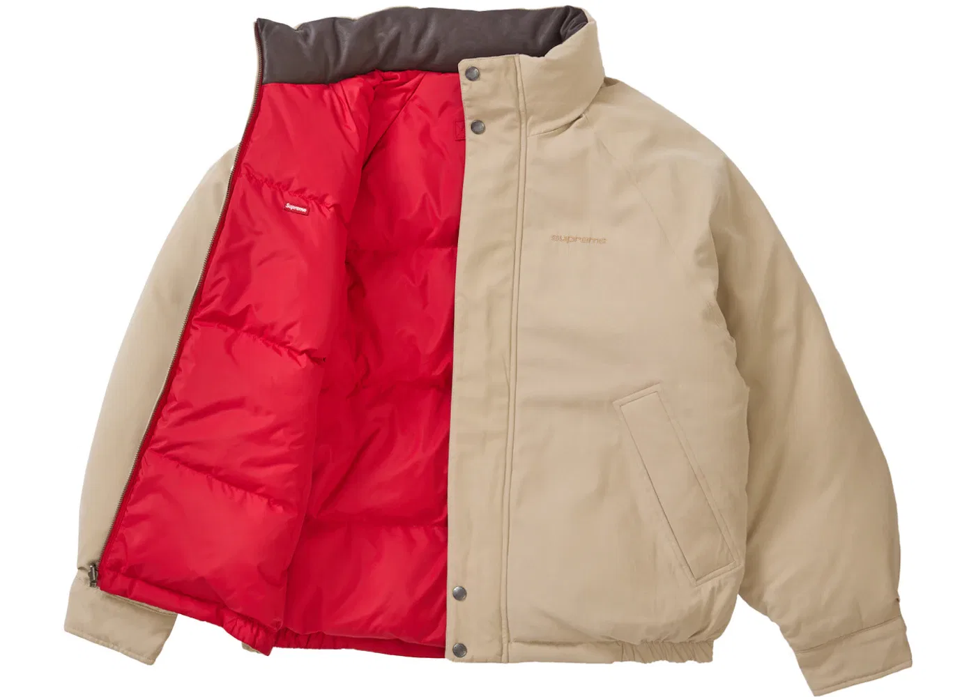 Мужская пуховая куртка-пуховик двусторонняя Supreme, Tan — фото 2